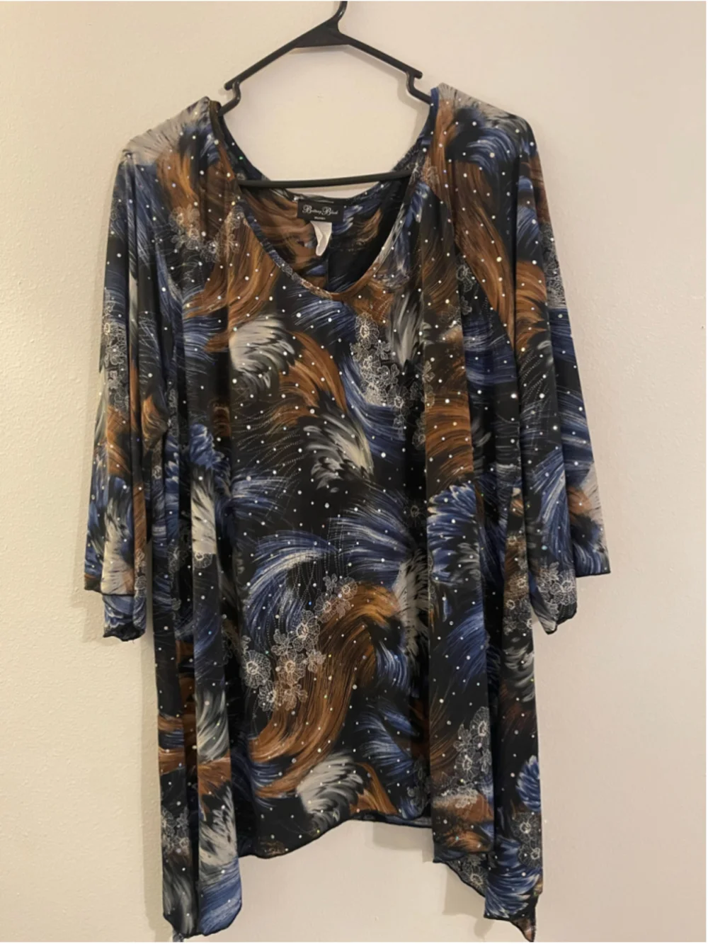 Women's Brittany Black Plus Size 2X Blouse in Black and Blue